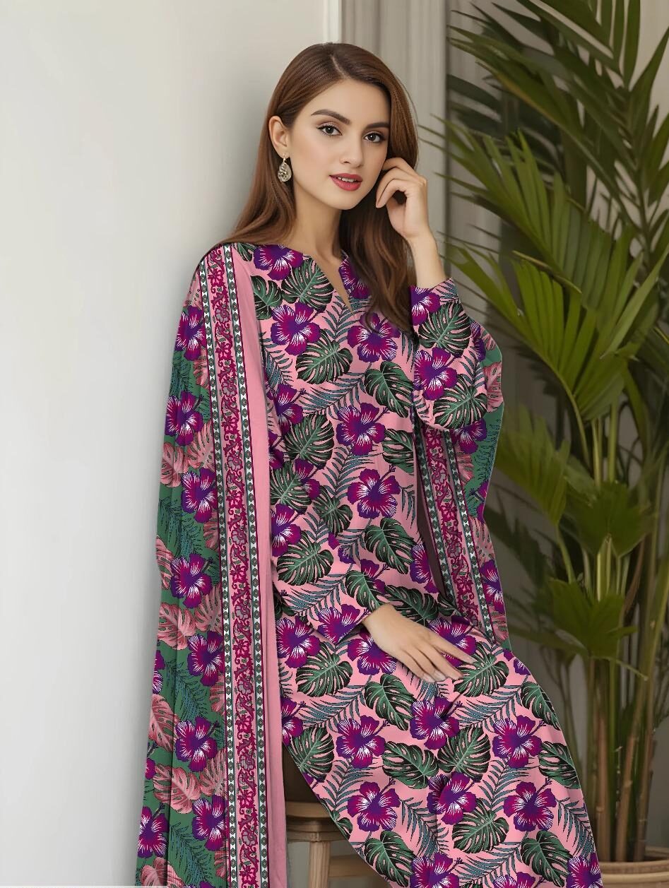 Unstitched Lawn 3-Piece Suit For Women